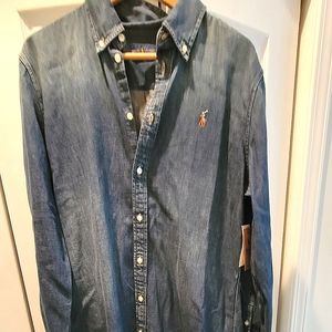 Polo Ralph Lauren denim shirt  dress  , pony logo dark wash, trendy and classic